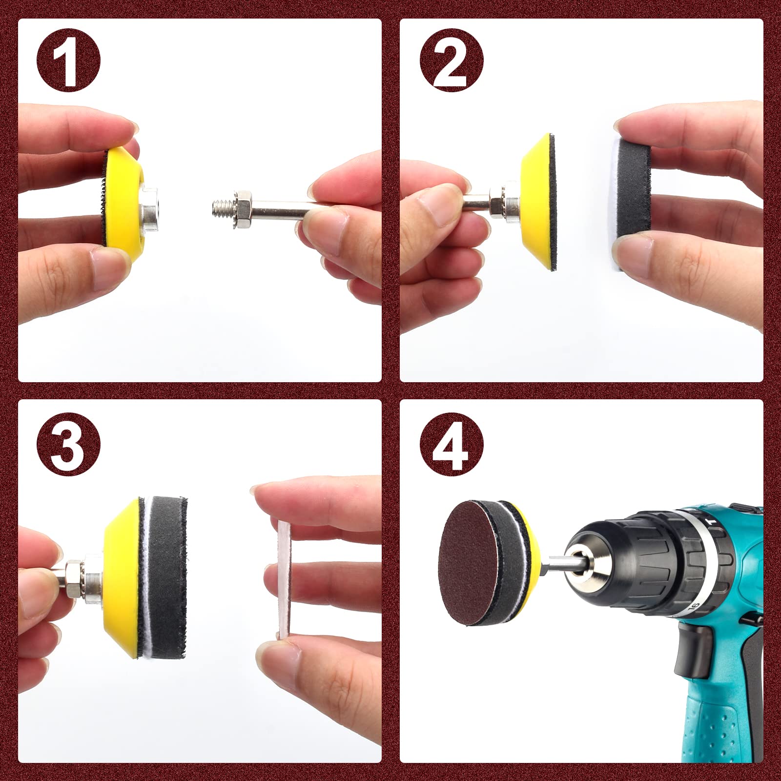 2 Inch Red Sandpaper Set 247 P - đánh giá và giá Polish Pad Set Buffer